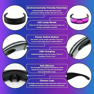 Bluetooth LED Rave Glasses – Customizable Party Glasses -Rave Outfit Addons -Rave Mates