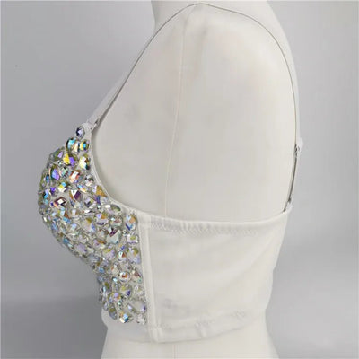 Crystal Rhinestone Rave Bra Top – Festival Ready Sparkle Top -Rave Crop Tops -Rave Mates