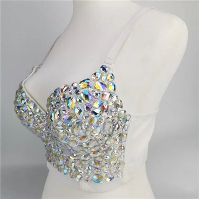 Crystal Rhinestone Rave Bra Top – Festival Ready Sparkle Top -Rave Crop Tops -Rave Mates
