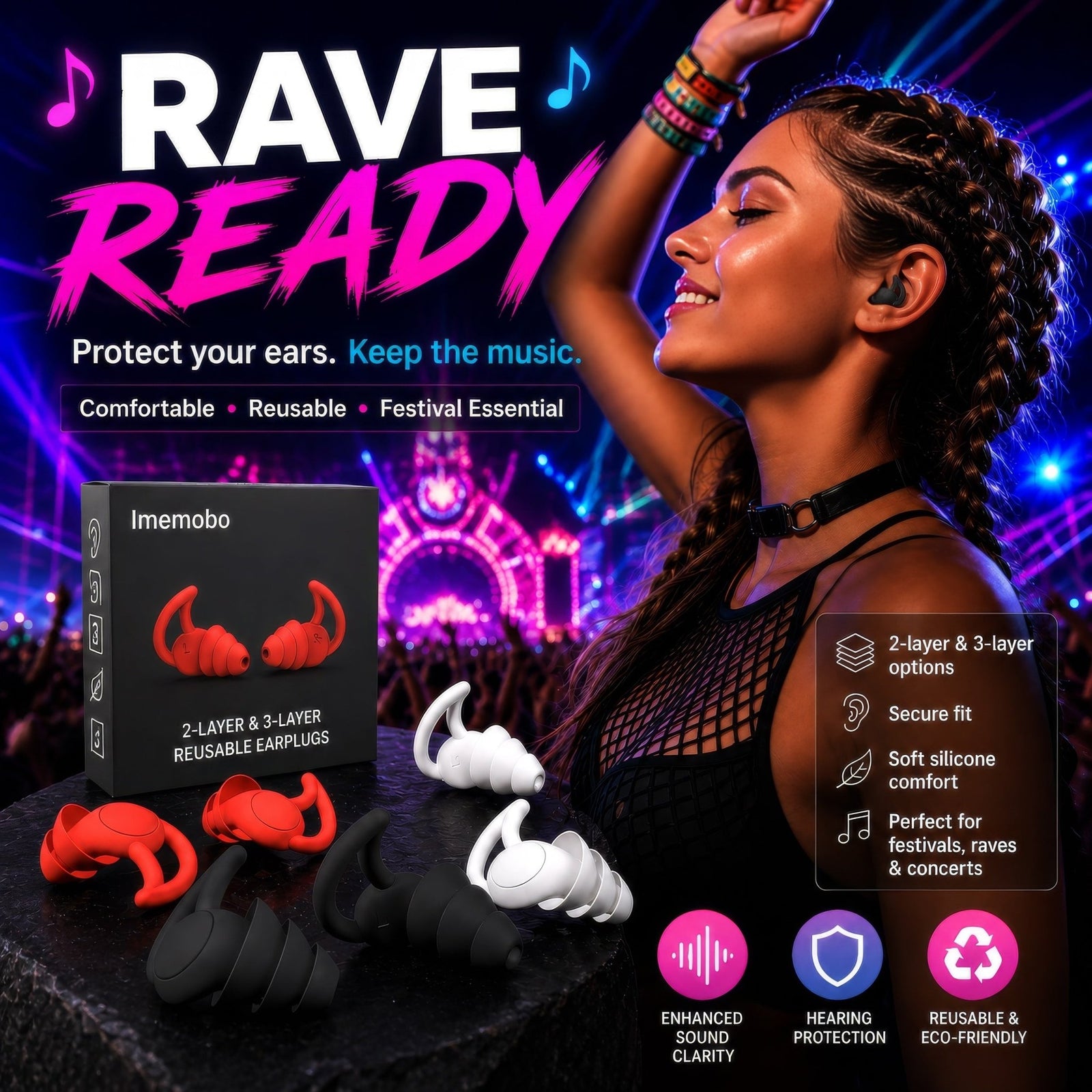Ear Plugs 3\2 layers - Rave Mates