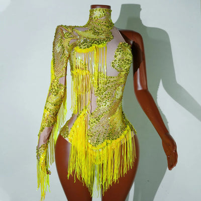 Embellished Fringe Rave Bodysuit – Sparkle Festival Outfit -Rave Bodysuits -Rave Mates