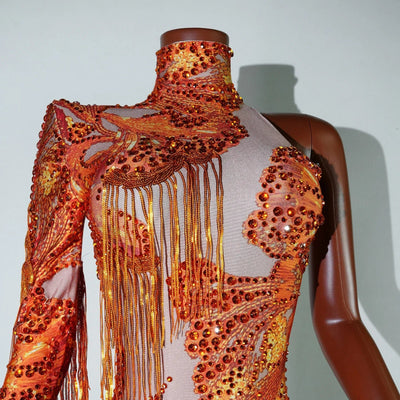 Embellished Fringe Rave Bodysuit – Sparkle Festival Outfit -Rave Bodysuits -Rave Mates