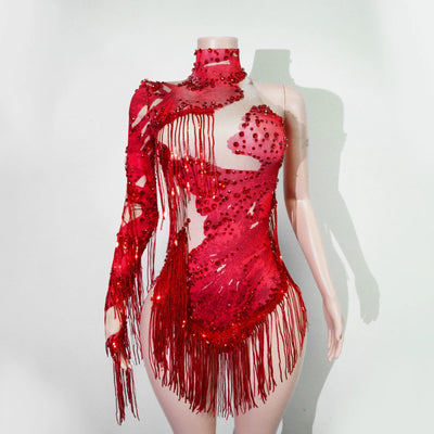 Embellished Fringe Rave Bodysuit – Sparkle Festival Outfit -Rave Bodysuits -Rave Mates