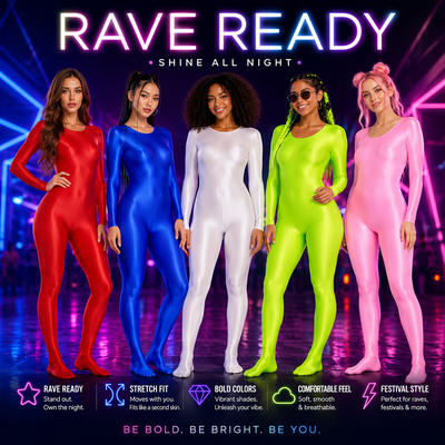 Glossy Rave Bodysuit – Full Body Festival Unitard -Rave Bodysuits -Rave Mates
