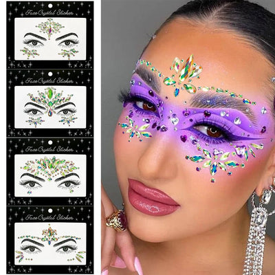 Glow In The Dark Face Crystal Stickers – Rave Festival Gems -Rave Outfit Addons -Rave Mates