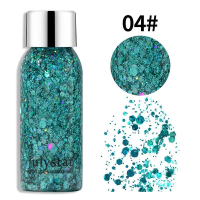 Julystar Face & Body Glitter Gel – Rave Festival Makeup -Rave Outfit Addons -Rave Mates