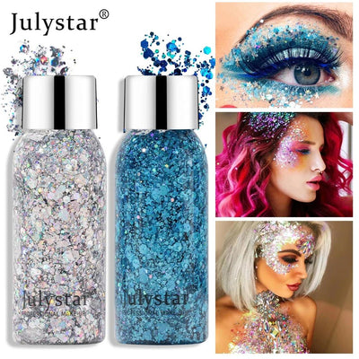 Julystar Face & Body Glitter Gel – Rave Festival Makeup -Rave Outfit Addons -Rave Mates