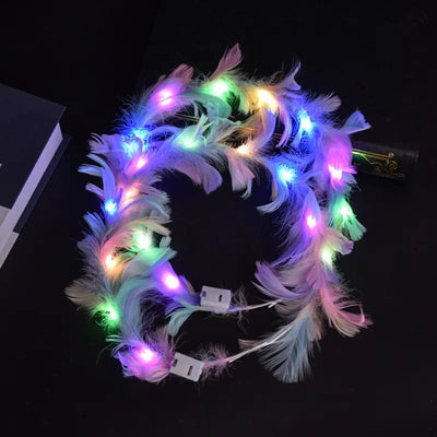 LED Feather Light Headband – Rave & Festival Hair Accessory 10pcs -LED Lights -Rave Mates