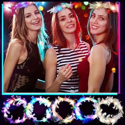 LED Feather Light Headband – Rave & Festival Hair Accessory 10pcs -LED Lights -Rave Mates