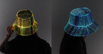 LED Fiber Optic Bucket Hat – Rave & Festival Light-Up Hat -Rave Accessories -Rave Mates