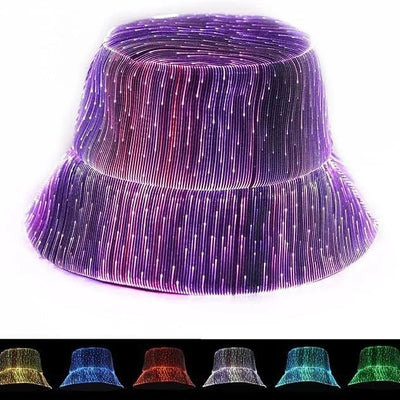 LED Fiber Optic Bucket Hat – Rave & Festival Light-Up Hat -Rave Accessories -Rave Mates