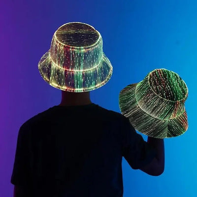 LED Fiber Optic Bucket Hat – Rave & Festival Light-Up Hat -Rave Accessories -Rave Mates