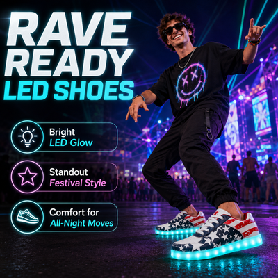 LED Light Up Rave Shoes – Festival Ready Glow Sneakers -Rave Shoes -Rave Mates