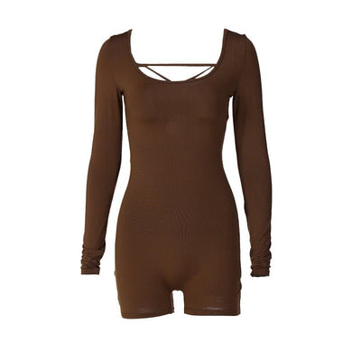 Long Sleeve Lace-Up Back Romper – Club & Rave Outfit -Women's Rave Outfits -Rave Mates