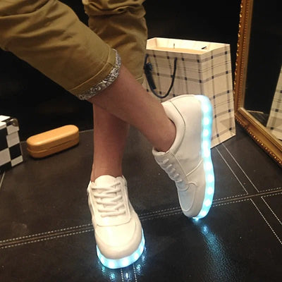 Luminous Sneakers for Women Casual Led Glowing Shoes for Men Fashion Flat Running LED Rechargeable Couple Shoes Кроссовкиженские - Rave Mates