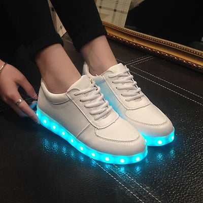 Luminous Sneakers for Women Casual Led Glowing Shoes for Men Fashion Flat Running LED Rechargeable Couple Shoes Кроссовкиженские - Rave Mates