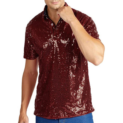 Men’s Sparkle Sequin Rave Polo Shirt – 6 Colours -Man's Rave Outfits -Rave Mates