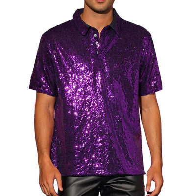 Men’s Sparkle Sequin Rave Polo Shirt – 6 Colours -Man's Rave Outfits -Rave Mates
