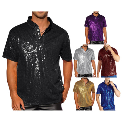 Men’s Sparkle Sequin Rave Polo Shirt – 6 Colours -Man's Rave Outfits -Rave Mates