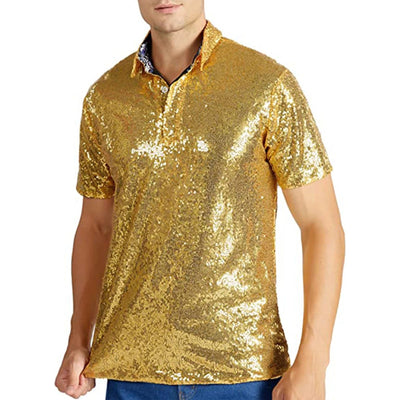 Men’s Sparkle Sequin Rave Polo Shirt – 6 Colours -Man's Rave Outfits -Rave Mates