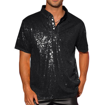 Men’s Sparkle Sequin Rave Polo Shirt – 6 Colours -Man's Rave Outfits -Rave Mates
