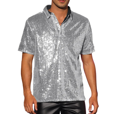 Men’s Sparkle Sequin Rave Polo Shirt – 6 Colours -Man's Rave Outfits -Rave Mates