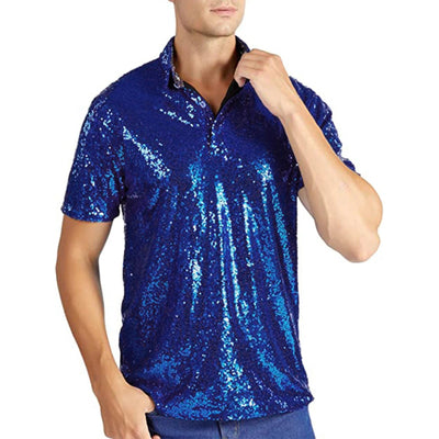 Men’s Sparkle Sequin Rave Polo Shirt – 6 Colours -Man's Rave Outfits -Rave Mates