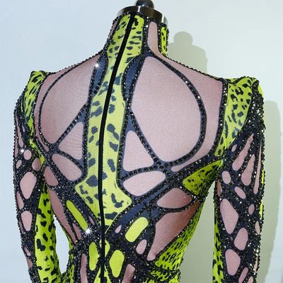 Neon Cut-Out Rhinestone Rave Bodysuit – 4 Style Choices -Rave Bodysuits -Rave Mates