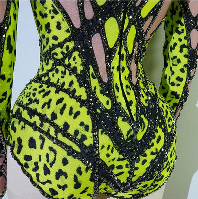 Neon Cut-Out Rhinestone Rave Bodysuit – 4 Style Choices -Rave Bodysuits -Rave Mates