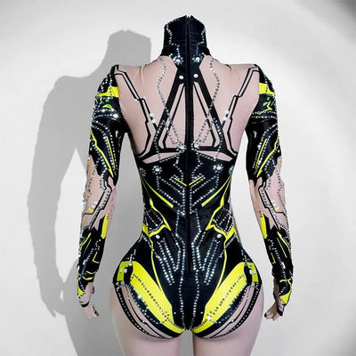 Neon Cut-Out Rhinestone Rave Bodysuit – 4 Style Choices -Rave Bodysuits -Rave Mates