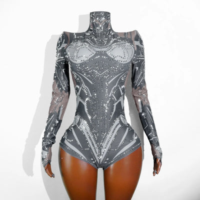 Neon Cut-Out Rhinestone Rave Bodysuit – 4 Style Choices -Rave Bodysuits -Rave Mates