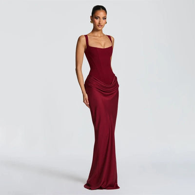 Night Out Ready Draped Maxi Dress – Elegant Party Gown -Going Out Dresses -Rave Mates
