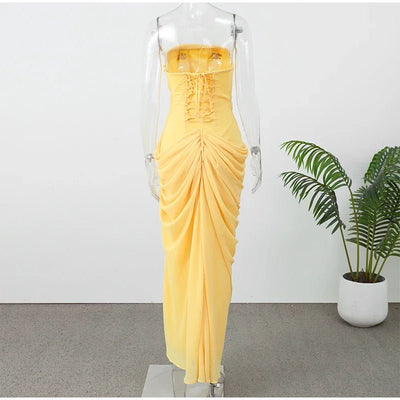 Night Out Ready Draped Maxi Dress – Elegant Party Gown -Going Out Dresses -Rave Mates