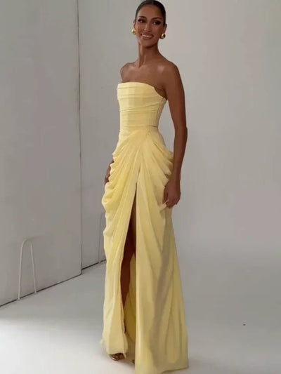 Night Out Ready Draped Maxi Dress – Elegant Party Gown -Going Out Dresses -Rave Mates