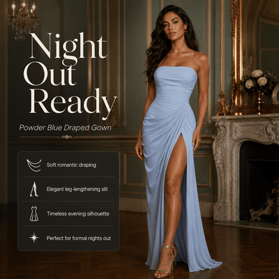 Night Out Ready Draped Maxi Dress – Elegant Party Gown -Going Out Dresses -Rave Mates