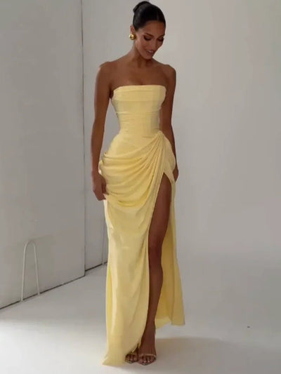 Night Out Ready Draped Maxi Dress – Elegant Party Gown -Going Out Dresses -Rave Mates