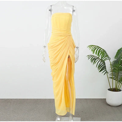 Night Out Ready Draped Maxi Dress – Elegant Party Gown -Going Out Dresses -Rave Mates