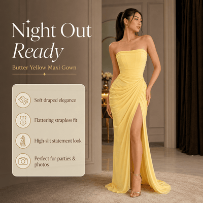 Night Out Ready Draped Maxi Dress – Elegant Party Gown -Going Out Dresses -Rave Mates
