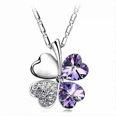 Rave Luck Crystal Clover Necklace -Rave Outfit Addons -Rave Mates