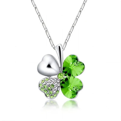 Rave Luck Crystal Clover Necklace -Rave Outfit Addons -Rave Mates