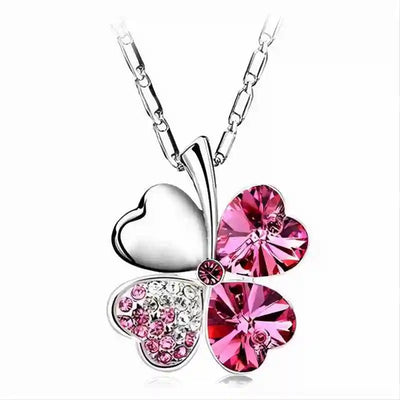 Rave Luck Crystal Clover Necklace -Rave Outfit Addons -Rave Mates
