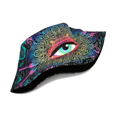 Reversible Psychedelic Eye Bucket Hat – Festival & Rave Hat -Rave Outfit Addons -Rave Mates