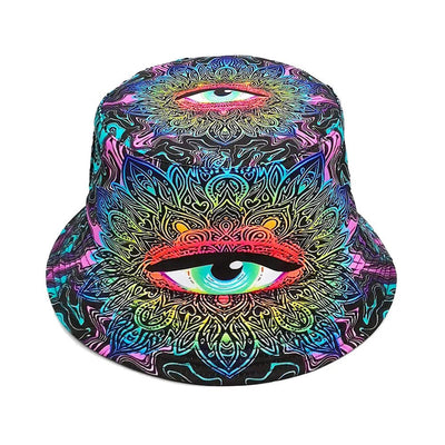 Reversible Psychedelic Eye Bucket Hat – Festival & Rave Hat -Rave Outfit Addons -Rave Mates