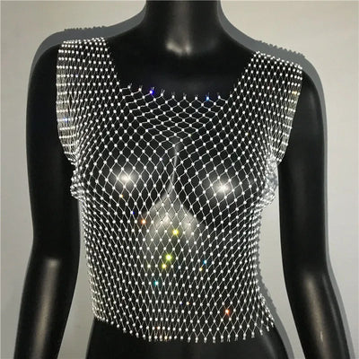 Rhinestone Mesh Rave Top -Rave Tops -Rave Mates