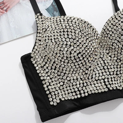Rhinestone Rave Bustier Top – Sparkly Festival Crop Bra -Rave Crop Tops -Rave Mates