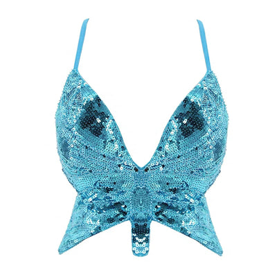 Sequin Butterfly Rave Top – Sparkly Festival Crop Top -Rave Bras -Rave Mates