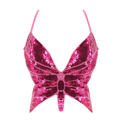 Sequin Butterfly Rave Top – Sparkly Festival Crop Top -Rave Bras -Rave Mates