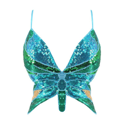 Sequin Butterfly Rave Top – Sparkly Festival Crop Top -Rave Bras -Rave Mates