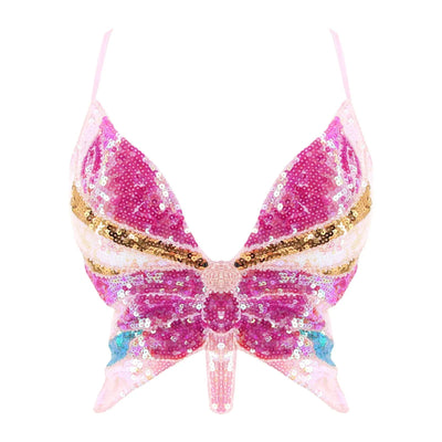 Sequin Butterfly Rave Top – Sparkly Festival Crop Top -Rave Bras -Rave Mates