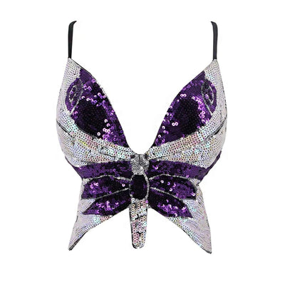 Sequin Butterfly Rave Top – Sparkly Festival Crop Top -Rave Bras -Rave Mates